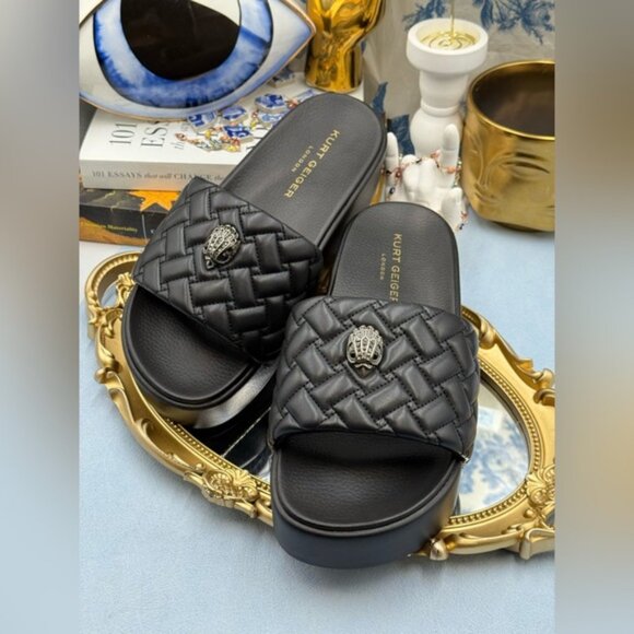 🆕 KURT GEIGER LONDON 🧿 NWOB Meena Eagle Platform Slides Sz EU 39 US 8.5 - Picture 8 of 16